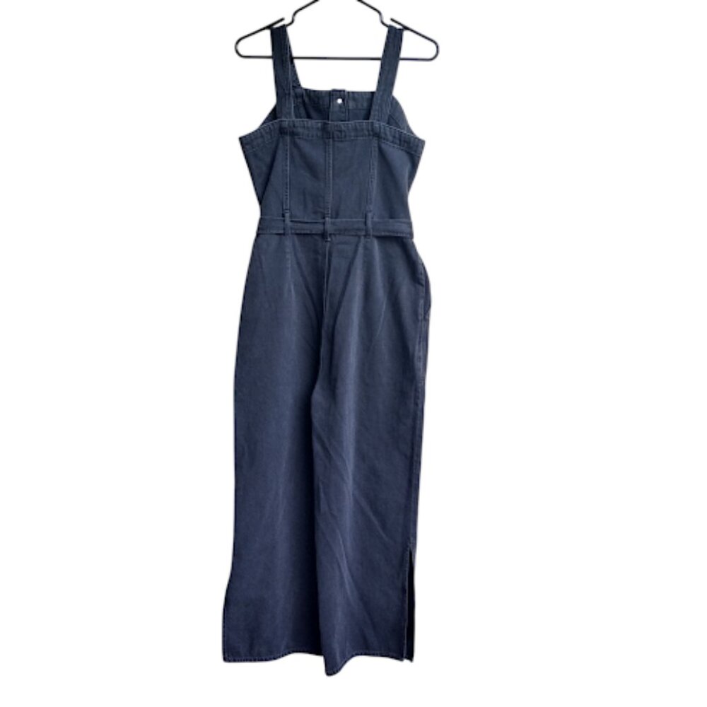 OAT New York Black Denim Cropped Slit Hem Wide Leg Adjustable Jumper Romper 12 - Picture 5 of 16